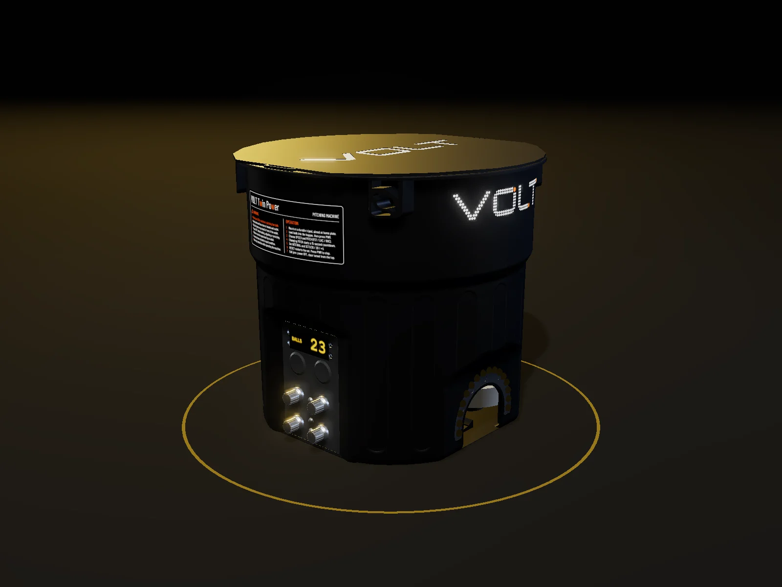 Volt Twin Power: the sealed drum with the control panel and ball counter